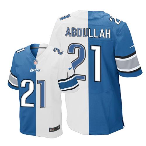 Nike Lions #21 Ameer Abdullah Blue/White Men's Stitched NFL Elite Split Jersey - Click Image to Close